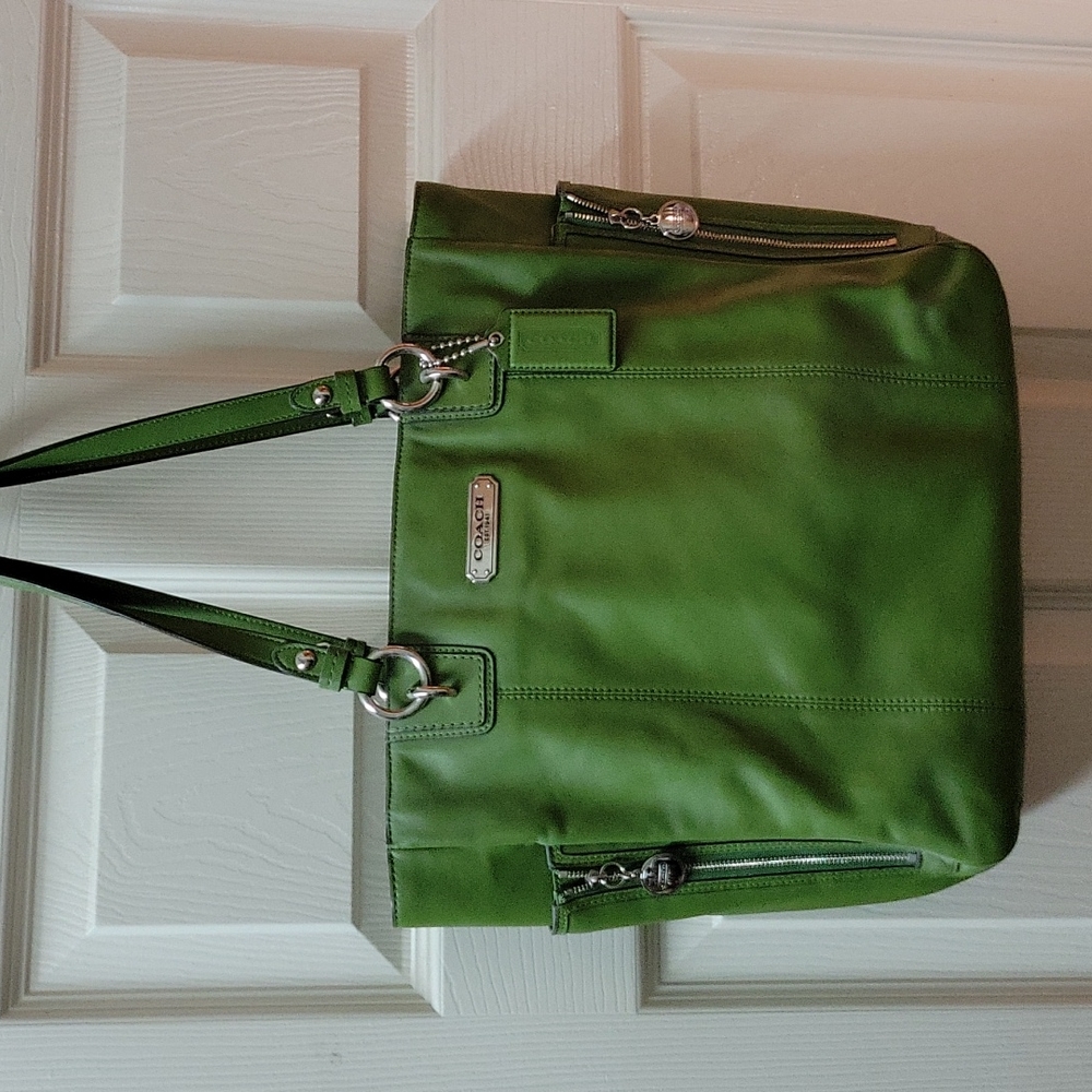Supple green leather Coach purse